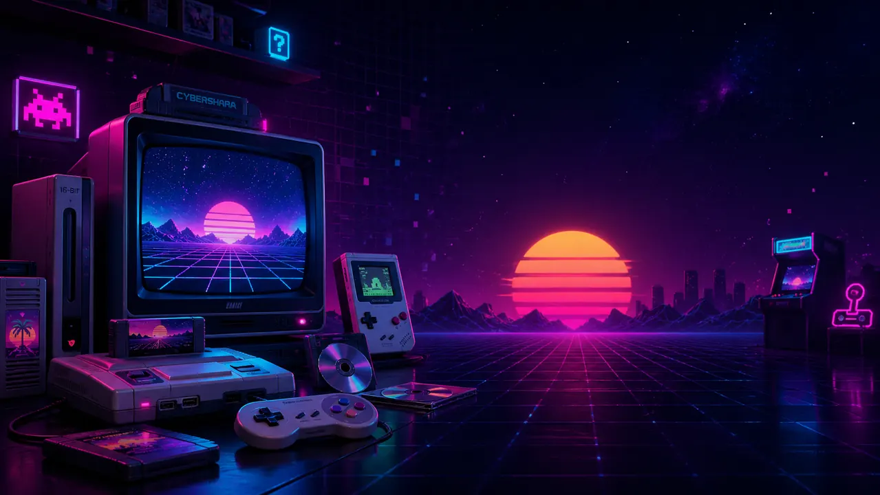 Retro gaming welcome banner