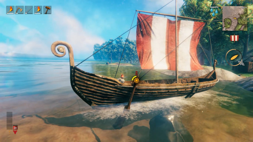 Символ под картой на скриншоте обозначает полностью раскрытые паруса