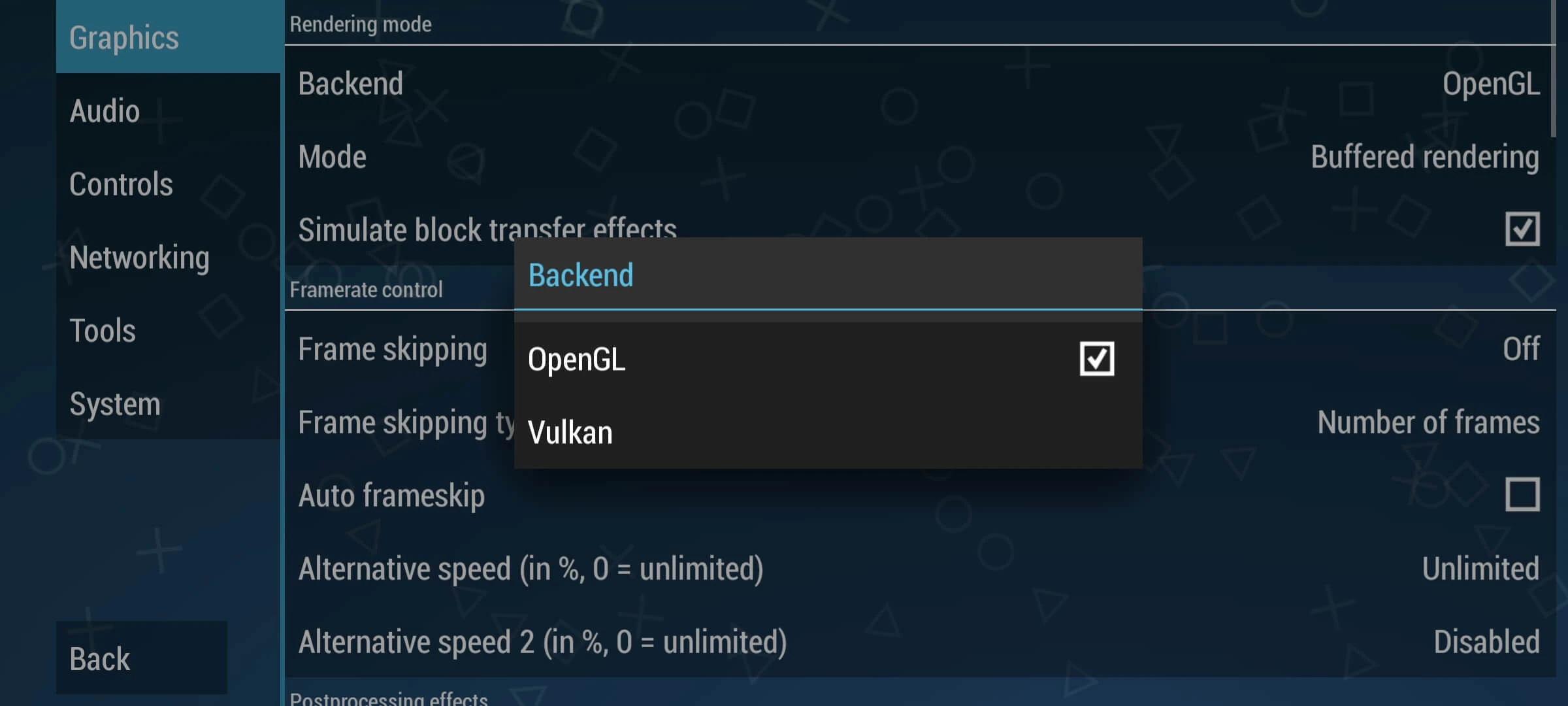 Настройка Backend OpenGL в PPSSPP